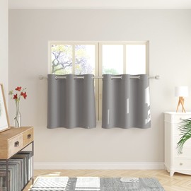 Light Grey Tier Curtains 24 inch Length Room Darkening Kitchen Tiers Thermal Insulated Small Short Bathroom Half Window Treatment Set 2 Panels Grommet Top 34"x24"