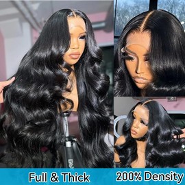 KTOOYKE 30 Inch 13x6 Lace Front Wigs Human Hair 200% Density Body Wave Human Hair Lace Front Wigs for Women HD Lace Frontal Wigs Human Hair Pre Plucked Glueless Wigs Natural Black Color