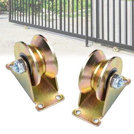 Pack of 2 Rigid Castors, Sliding Gate Wheels, Heavy Duty Rigid Castors, V-Groove Roller Wheel, for Inverted Rails, Industrial Machines, Wire Rope Rails, Strong Load Capacity, Low Noise, 50 mm