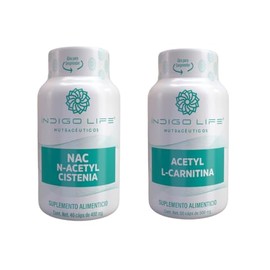 INDIGO LIFE NUTRACEUTICOS  Pack N-Acetil Cistena 40 Caps  Acetyl L-Carnitina 50 Caps  Cpsulas Veganas 500 mg                                          