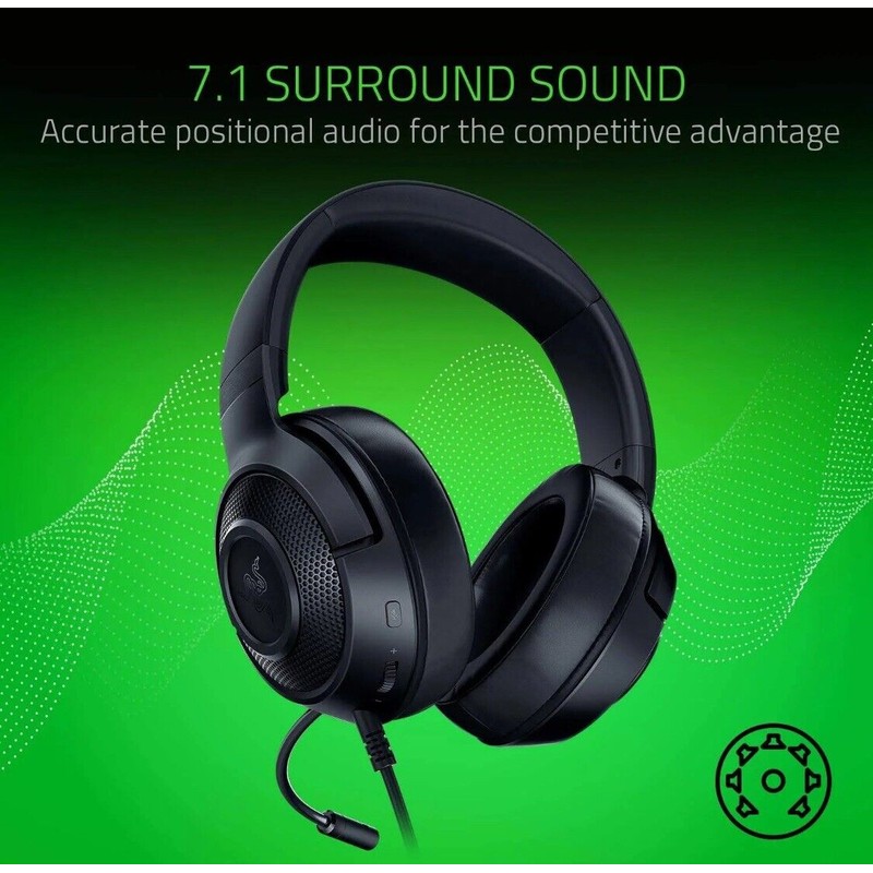 Razer Kraken x Gaming Headset (7.1 Surround Sound, Ultra Light,