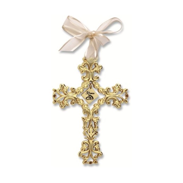 Cathedral Art 50th Anniversary Cross Ornament - Beautiful & Traditional 50th Anniversary Keepsake