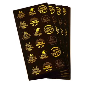 Storm&Lighthouse Gold Holographic Christmas Foil Stickers - 180 Assorted Round Stickers for Arts & Crafts, Christmas Cards Making