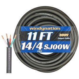 11 Feet 14/4 SJOOW Cable Cord 14 AWG 4 Conductor SO Wire - 14 Gauge 4 Conductor (14/4 Wire) 300V Portable Power Extension Cable for Motor Leads, Portable Lights, Battery Chargers