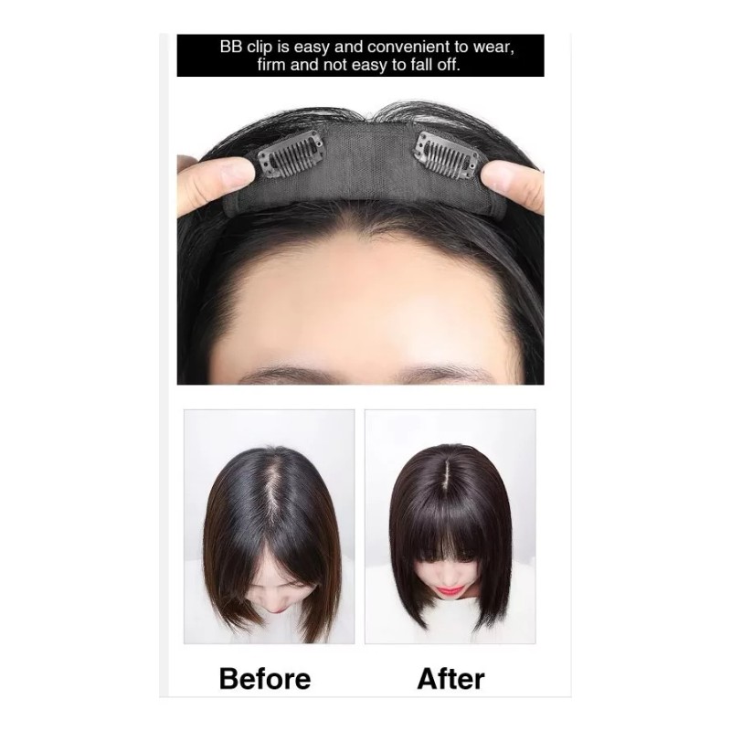 Waostar Fleco Peluquín Largo Topper Cabello Doble Clip Coronilla