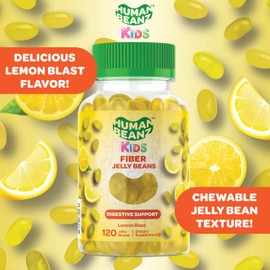Human Beanz Fiber Jellybean Gummies for Kids, Nutritional Vegetarian Supplements, 120 Jellybeans