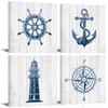 VANSEEING Nautical Wall Art Beach Themed Anchor Lighthouse Bathroom Decor