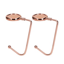 kwmobile Purse Hooks for Table - Set of 2 Metal Handbag Hook Holder Hand Bag Hanger for Tables, Desks, Rose Gold