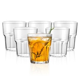 6 PCS Clear Plastic Tumblers, Resuable Drinking Glasses 8.8 OZ, BPA Free Acrylic Drinking Cups, Stackable Beverage Glasses for Home, Party, Picnic, Shatterproof, Dishwasher Safe, 260 ML