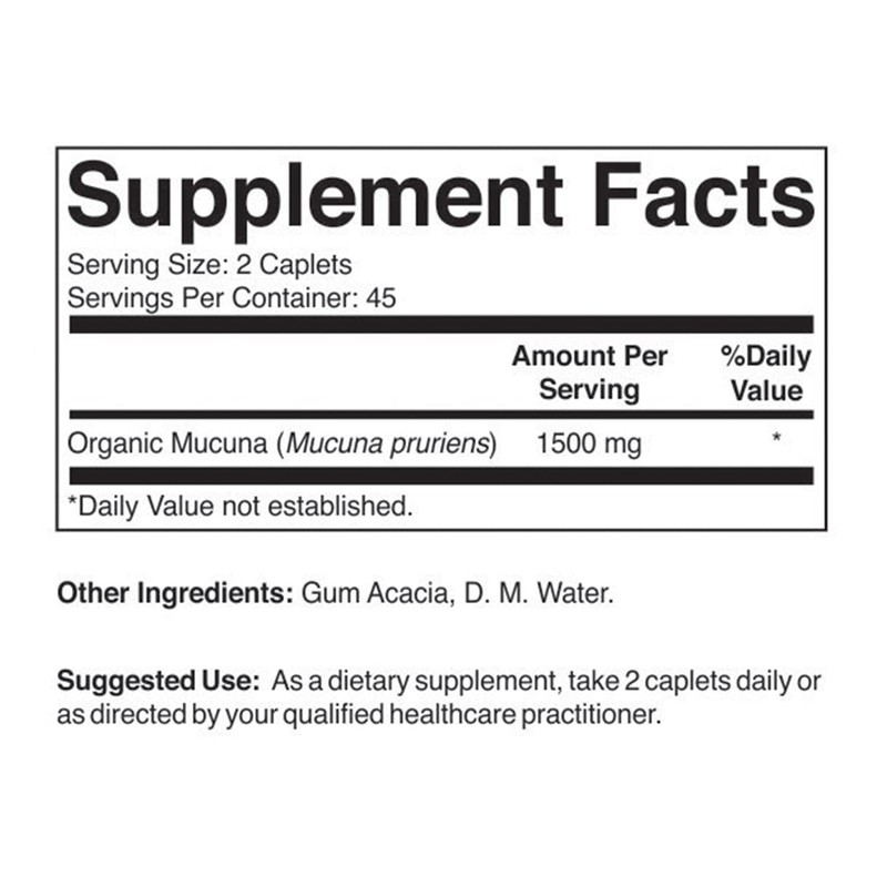 Brieofood Organic Mucuna 1500mg, 45 Servings, Vegetarian, Gluten Free, 90