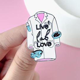 Dr's gift White Lab Coat Enamel Brooch Science Themed Pin Lapel Badge with Bacteria Test Tube Design Gift for Chemists Biologists Lab Enthusiasts
