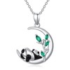Collar de panda de plata de ley con colgante de
