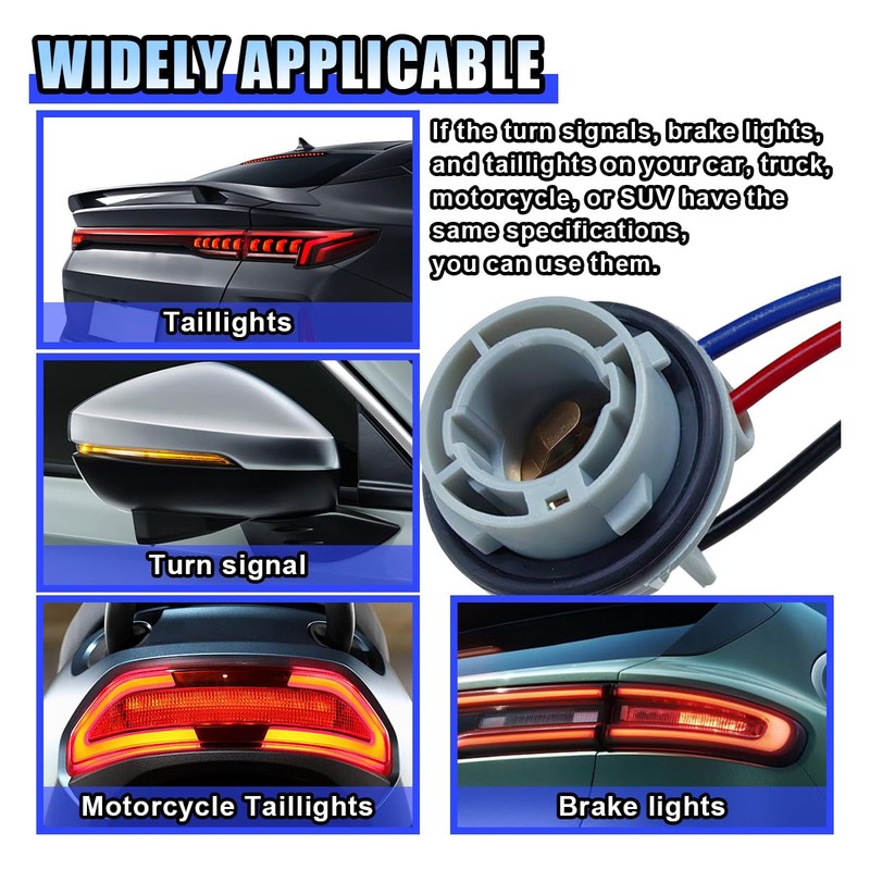 2PCS 1157 LED Bulb Socket Plug, Turn Signal, Brake Light,