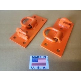 M.G.E. Products Heavy Duty Compact Tractor Bolt on Chain Hooks & D Ring Mount Plate USA-Made | Bolt-on Towing Attachments & Loader Accessories | 2 Pack (Orange)
