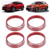 4pcs A/C Air Vent Knob Trims Rings Red Aluminum Alloy