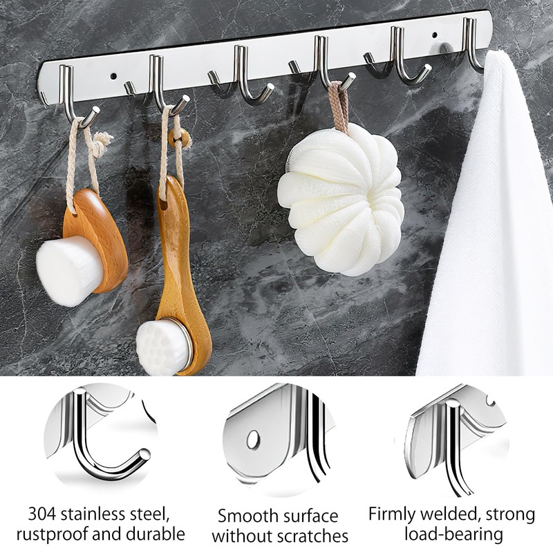 Pack of 2 Coat Hooks, Wall Coat Rack, 31 cm