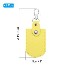 [PATIKIL] Leather Key Fob with 2 Pcs Leather Key Fob and Key Ring DIY Key Chain Holder for Home Off Car Key ID Key Card Air Tag Yellow