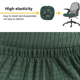 FYTXSZ Office Chair Seat Cover, Stretch Dining Room Chair Covers, Washable Slipcover for Desk Swivel Computer Chair, Removable Seat Cushion Protector (Black Green)