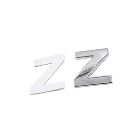 Partuto Silver Tone Metal Z Letter Shaped Alphabet Sticker Emblem Badge Decals for Car Replacement