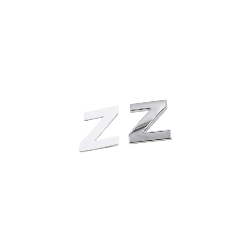 Partuto Silver Tone Metal Z Letter Shaped Alphabet Sticker Emblem