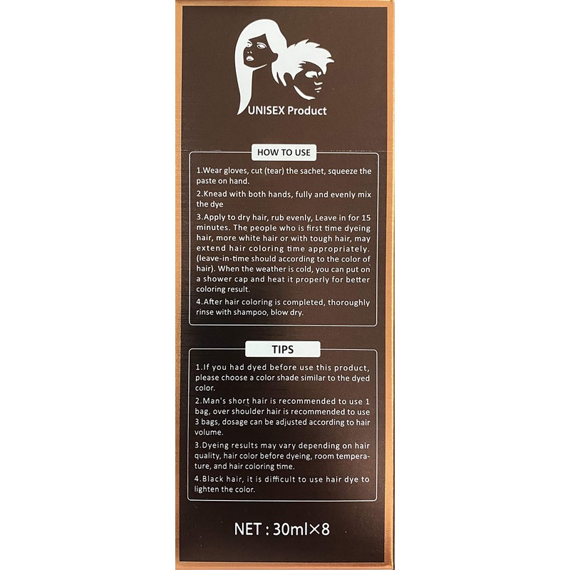 Hair Colour Shampoo Dark Brown 3.0 100% Grey Cover 30ml