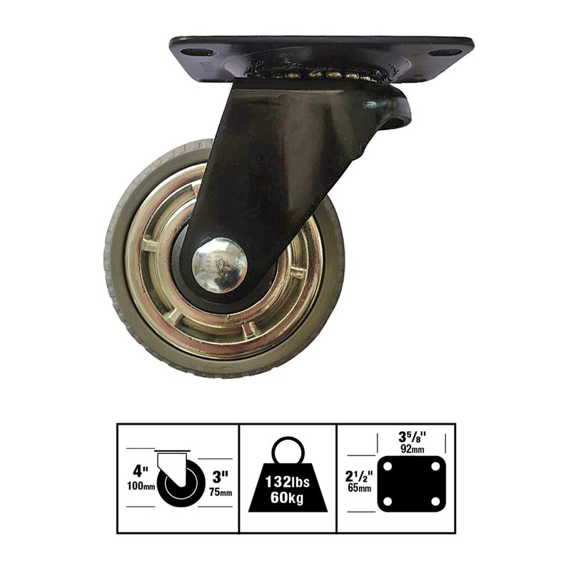 Headbourne 8268E Designer Casters 3 inch Soft Rubber Chrome &