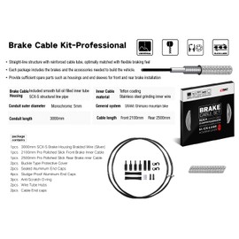 CNC Mountain Bike Brake Cable Kit,Bicycle Brake Cable Housing Coated Braided & Teflon Inner line For MTB（Black/Gold/Silver/Titanium silver）