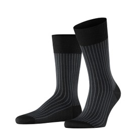 FALKE Men's Oxford Stripe M So Cotton Patterned Socks, Black Mix 3010