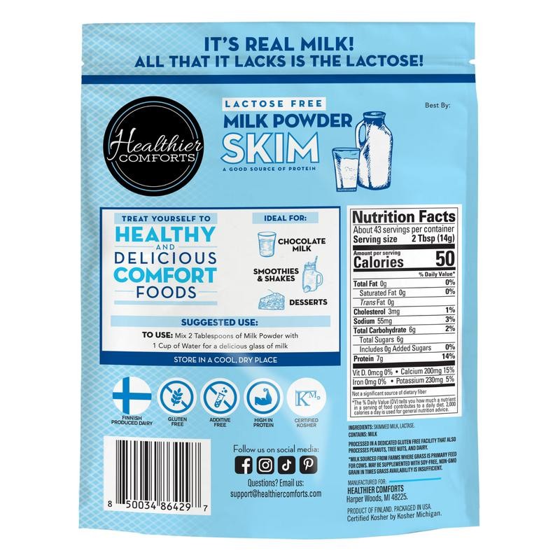 HEALTHIER COMFORTS Lactose Free Skim Milk Powder - Title: 21