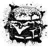 'Grunge Burger' Rubber Stamp - Unmounted Design for Crafting &
