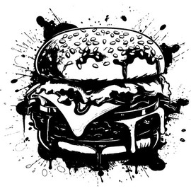 'Grunge Burger' Rubber Stamp - Unmounted Design for Crafting & Scrapbooking, A7 (RS00048869)