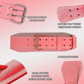 9mm Leather Fitness Weight Lifting Belt for Women&Men with 4 Inches Padded Lumbar Support for Power Lifting Workout & Squats Exercise