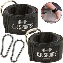 C.P. Sports Hand and Foot Straps Comfort 1 Pair/2 Piece with Carabiner Hook for Cable and Pulley Stations