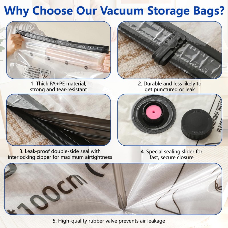 12 Pack Vacuum Storage Bags Space Saver Seal Bags for