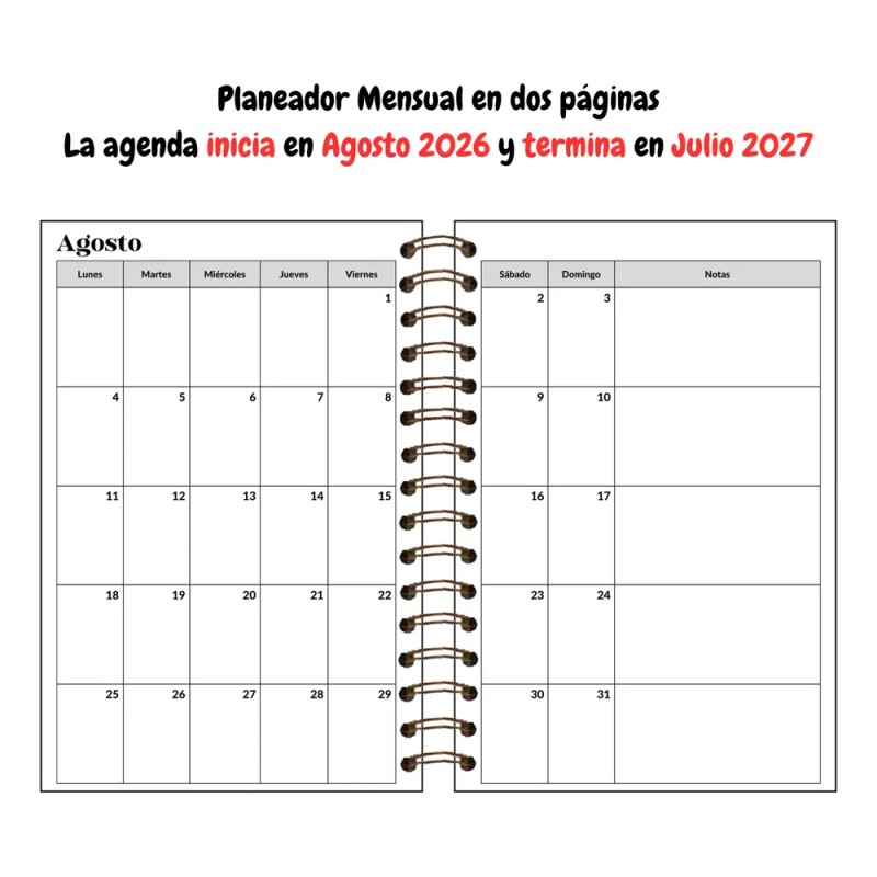 Agenda Escolar Diaria 2026 -2027 Personalizada Pasta Dura 25
