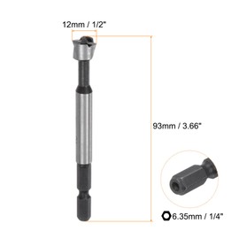 sourcing map Forstner Drill Bit 1/2"(12mm) Carbon Steel Multi-Tooth Wood Drilling Forstner Bit Hinge Cutter with 1/4" Hex Shank for Hardwood Softwood Plywood Woodworking Drilling