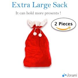 Jonami Christmas Sack XXL 2 Santa Sack Santa Sack Gift Bag Santa Sack for Gifts Red and White (70 x 110 cm)