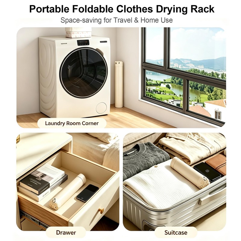 Tripod Clothes Drying Rack, Portable Laundry Rack for Travel/Camping