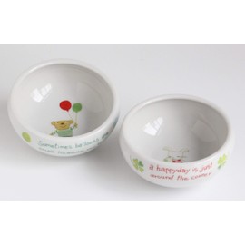 Pottery House Easy to Scoop Side Dish Pot, Ranran Land, White, 3.7 inches (9.5 cm), Pack of 2