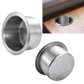 2Pcs Stainless Steel Drop-in Cup Drink Holder Silver Game Table Cup Holder Insert Cinema Sofa Drop-in Drink Cup Holder for Sofa, Boats, Bench, Desk, RV Cars (OD 4.2" ID 3.3")