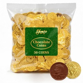 Easter Gold Chocolate Coins, 50 Pack of Gold Chocolate Coins Bulk, Ideal Coin Candy for Themed Parties, Events and Celebrations, Perfect for Gift Bags and Festive Decorations for Easter.