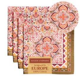 Maison d' Hermine Cloth Napkins Set of 4 100% Cotton Everyday Reusable Square Napkins Cloth Washable, Dinner, Party, Wedding, Restaurant (Damask, 20" x 20")