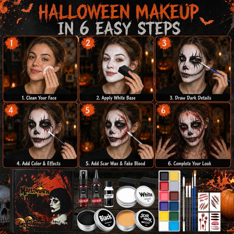 Halloween SFX Makeup Kit: 15 PCS Face Special Effect Makeup