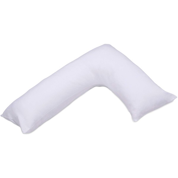 Deluxe Comfort L-Shaped Body Pillow - Prenatal Pregnancy Pillow - Side Sleeper - Superior Comfort - Body Pillow, White, (SSPL-001-01)
