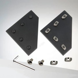 Yeebyee 3030 Corner Bracket Plate L Shape 5 Hole 90 Degree External Connecting Plate with M6 Screws and T-Nuts for 30 x 30 mm Series Aluminium Extrusion Profile (Black-3030 L-Shape)