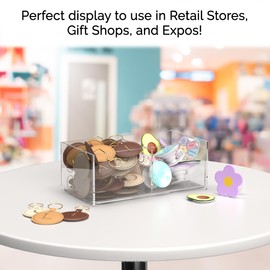 Acrylic Retail Tray Double Compartment 8.25 Inch Wide x 4.5 Inch Deep Clear Countertop Product Storage Merchandise Organizer for Businesses and Homes by Marketing Holders