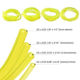 4Pcs 4-Sizes Gas Fuel Line Hose Kit 4Ft Fuel Tube for 2 Cycle Small Engine - Yellow