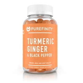 PUREFINITY Turmeric and Ginger Supplement Gummies with Black Pepper, Joint Support Curcumin Chewables with Delicious Flavor – Gluten Free, Non-GMO, Vegan, 60 Count