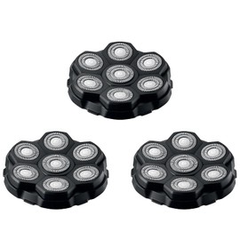 BALDWIN Replacement Head Replacement Blades Pack of 3 for Bald Razors - 7D Razor Blades, Magnetic Shaving Head, Waterproof, Compatible with BALDWIN Bald Razor