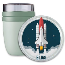 Lunchpot Kinder Müslibecher to go Joghurtbecher für Mepal Ellipse - Einschulung Geschenk Weltraum mit Name Geschenk Schulkind Rakete Geschenke Kita Start Weltall I Spaceshuttle I Schulbeginn I